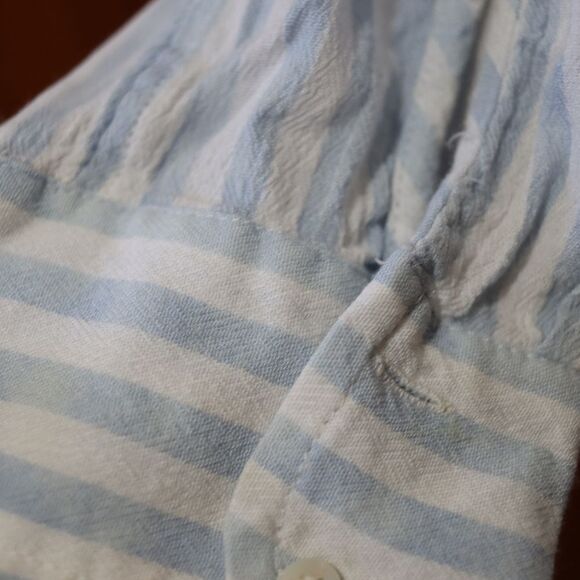 Aerie Blue and White Striped Button Down Popover Blouse Large - Picture 9 of 16